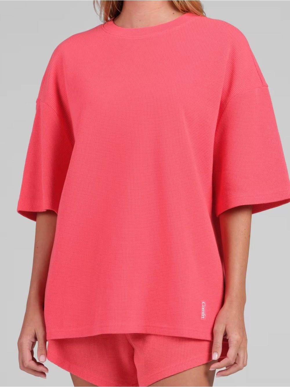 Comfrt Waffle Cotton Blend Short Sleeve Lounge Tee